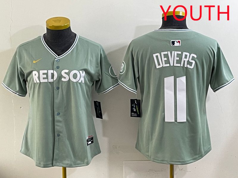 Youth 2025 Boston Red Sox #11 Devers Light Green Joint Name Nike MLB Jersey style 10